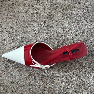 Red and White Women's Slingback Heels